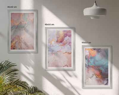 Set of 3 framed wall art pieces Abstract pastel patterns