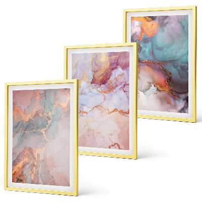 Set of 3 framed wall art pieces Abstract pastel patterns