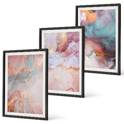 Set of 3 framed wall art pieces Abstract pastel patterns