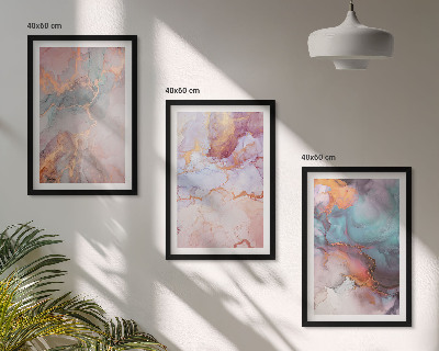 Set of 3 framed wall art pieces Abstract pastel patterns