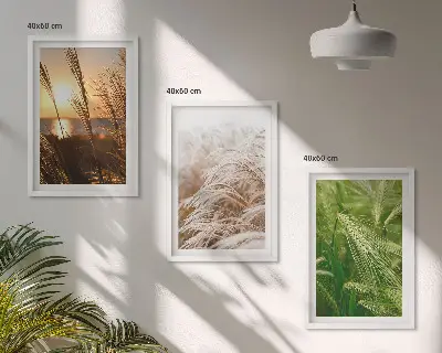 Three-piece wall art set colorful nature grasses design