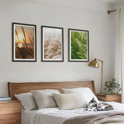 Three-piece wall art set colorful nature grasses design