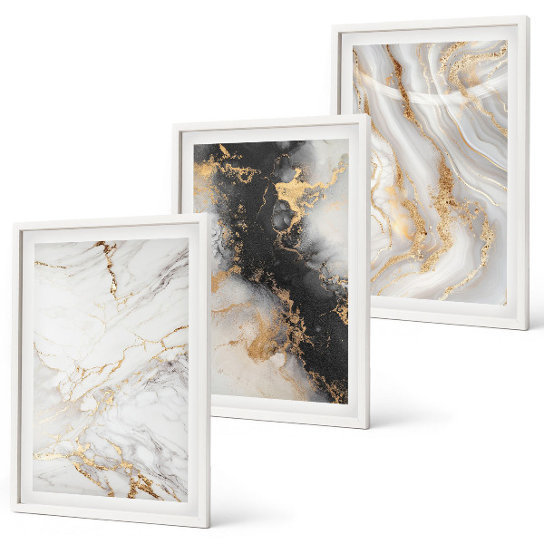 Wall art set Abstract white black patterns