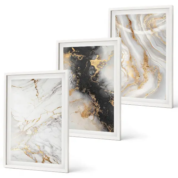 Wall art set with abstract black and white patterns
