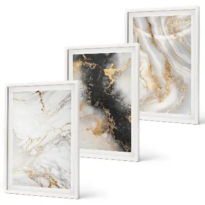 Wall art set with abstract black and white patterns