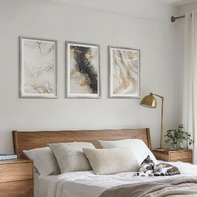 Wall art set with abstract black and white patterns