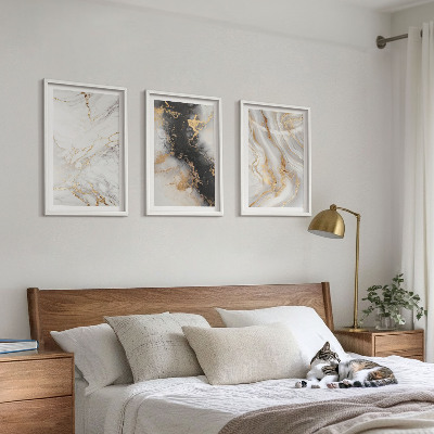 Wall art set Abstract white black patterns