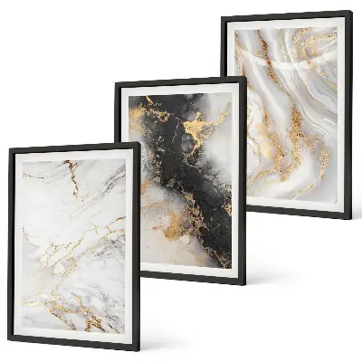 Wall art set with abstract black and white patterns