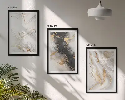 Wall art set with abstract black and white patterns