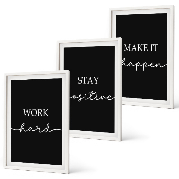 Three-piece wall art piece Elegant motifs on black