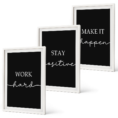 Three-piece wall art piece Elegant motifs on black