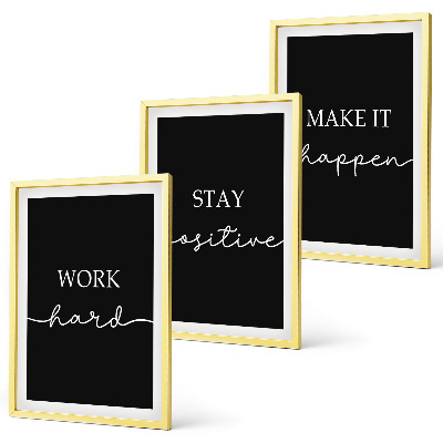 Three-piece wall art piece Elegant motifs on black