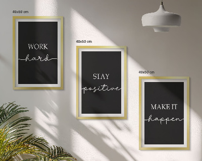 Three-piece wall art piece Elegant motifs on black