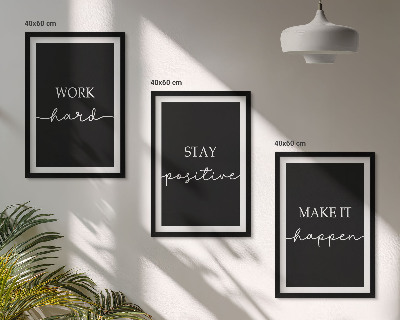 Three-piece wall art piece Elegant motifs on black