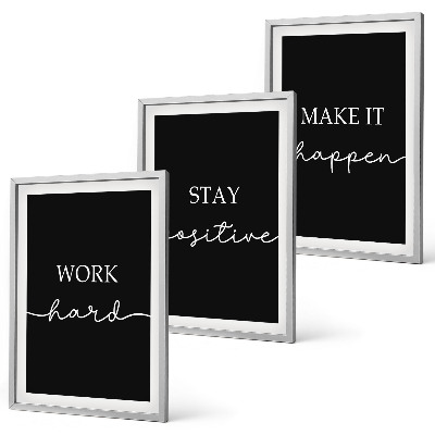 Three-piece wall art piece Elegant motifs on black