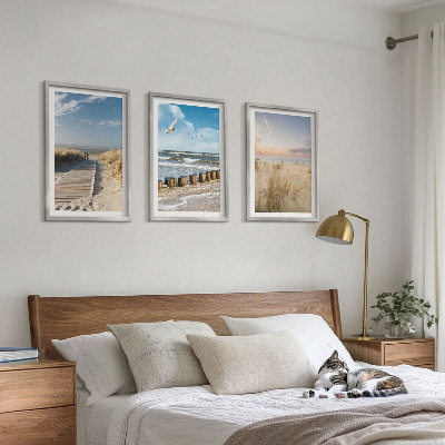 Wall art set Beach, sand, waves, sky, birds