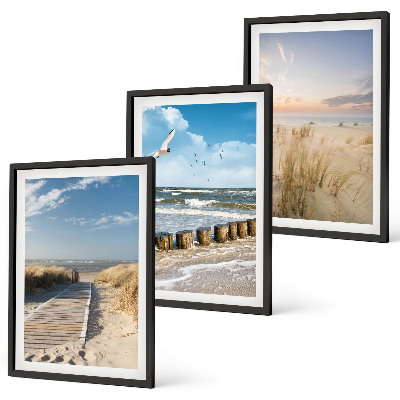 Wall art set Beach, sand, waves, sky, birds
