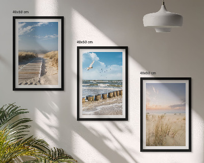 Wall art set Beach, sand, waves, sky, birds