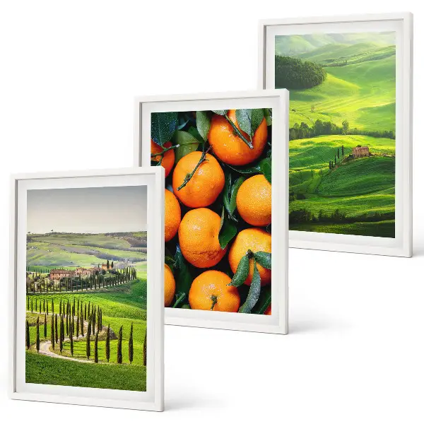 Wall art set featuring an Italian countryside landscape with oranges
