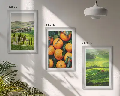 Wall art set featuring an Italian countryside landscape with oranges