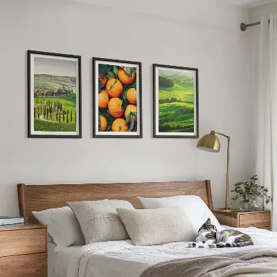 Wall art set featuring an Italian countryside landscape with oranges