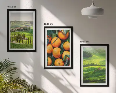 Wall art set featuring an Italian countryside landscape with oranges