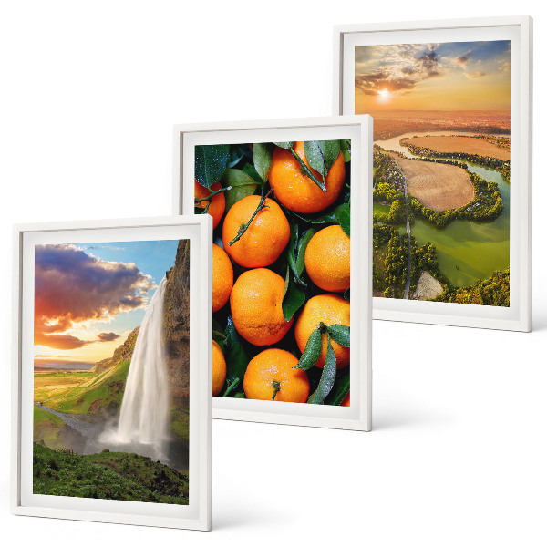 Three-piece wall art piece Orange Mountain Waterfall