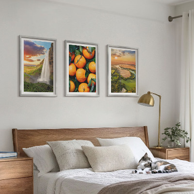 Three-piece wall art piece Orange Mountain Waterfall