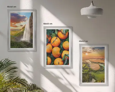 Orange Mountain Waterfall wall art three-piece set