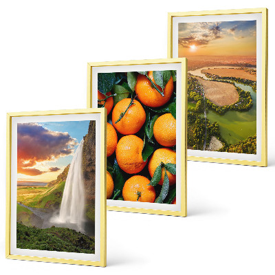 Three-piece wall art piece Orange Mountain Waterfall