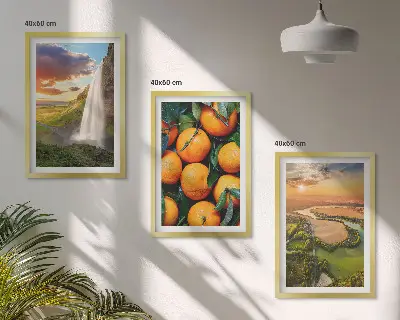 Orange Mountain Waterfall wall art three-piece set