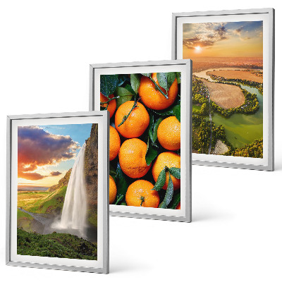 Three-piece wall art piece Orange Mountain Waterfall