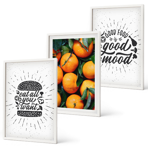 Set of 3 framed wall art pieces Juicy Oranges Kitchen