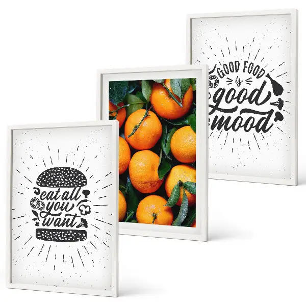 Juicy Oranges framed wall art set of 3 pieces for the kitchen