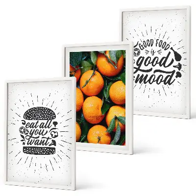 Juicy Oranges framed wall art set of 3 pieces for the kitchen