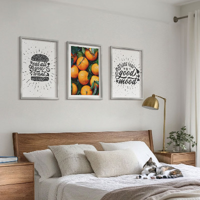 Set of 3 framed wall art pieces Juicy Oranges Kitchen