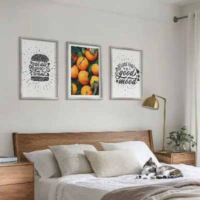 Juicy Oranges framed wall art set of 3 pieces for the kitchen