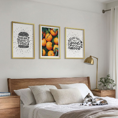 Set of 3 framed wall art pieces Juicy Oranges Kitchen
