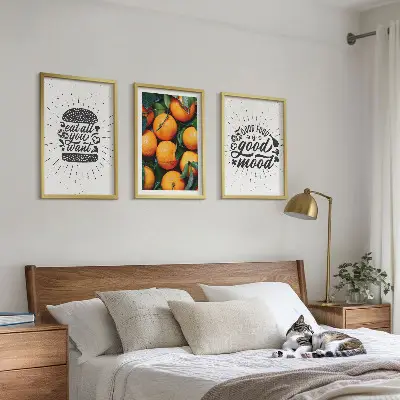 Juicy Oranges framed wall art set of 3 pieces for the kitchen