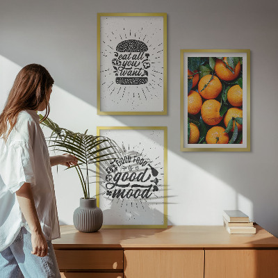 Set of 3 framed wall art pieces Juicy Oranges Kitchen