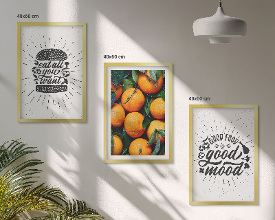 Set of 3 framed wall art pieces Juicy Oranges Kitchen