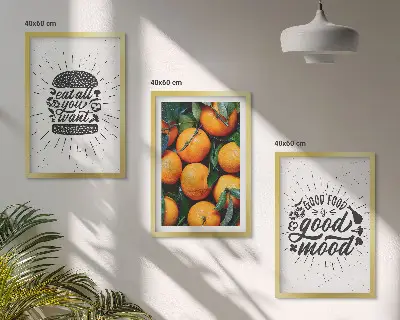 Juicy Oranges framed wall art set of 3 pieces for the kitchen