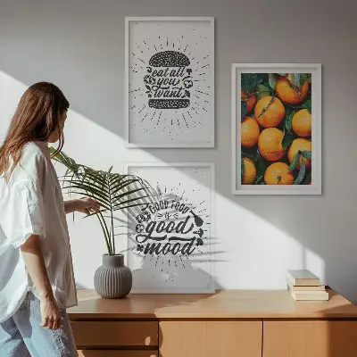 Juicy Oranges framed wall art set of 3 pieces for the kitchen
