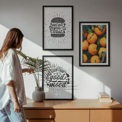Set of 3 framed wall art pieces Juicy Oranges Kitchen