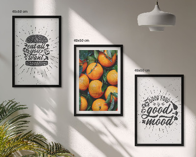 Set of 3 framed wall art pieces Juicy Oranges Kitchen