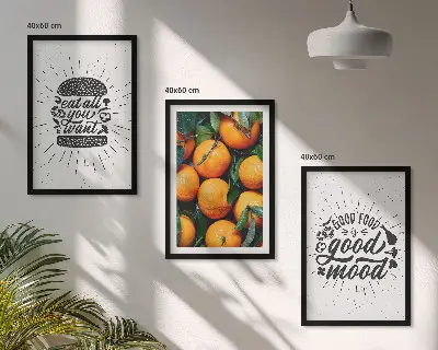 Juicy Oranges framed wall art set of 3 pieces for the kitchen