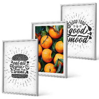 Set of 3 framed wall art pieces Juicy Oranges Kitchen