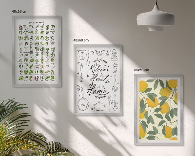 Wall art set Painted lemon kitchen herbs