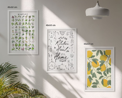 Wall art set Painted lemon kitchen herbs