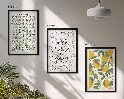 Lemon and herb wall art set painted kitchen botanical prints